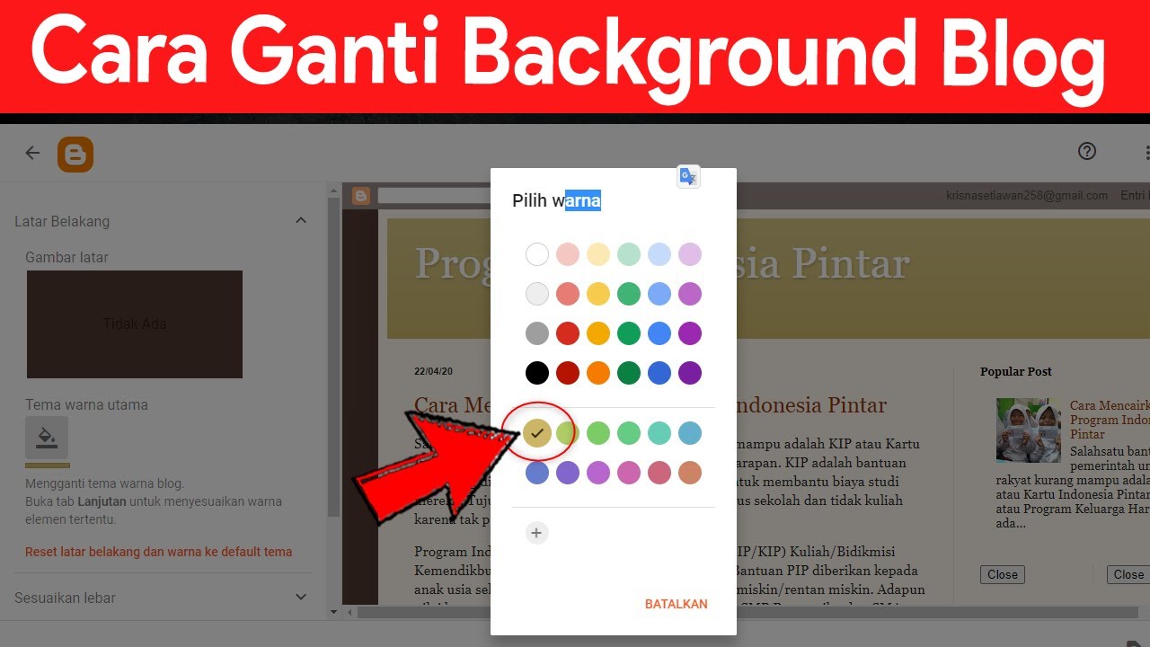 Cara Mengganti Warna Background Pada Blog