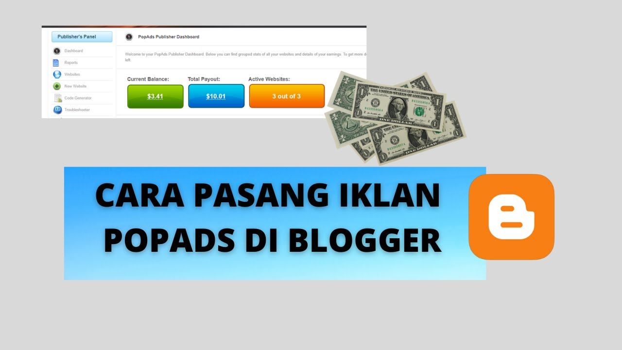 Cara Daftar dan Pasang Iklan PopAds di Blog